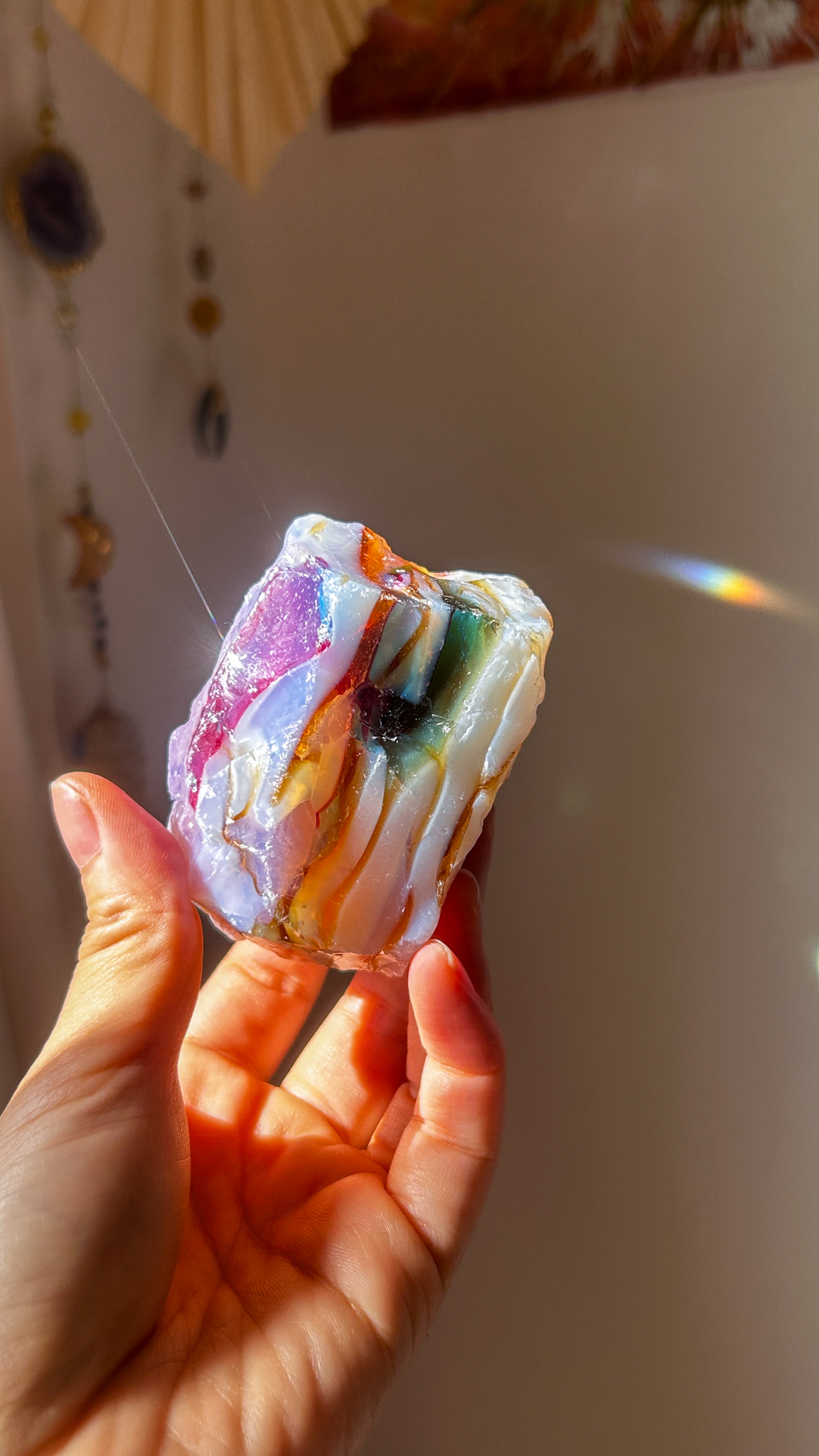 おっきな塊・Gemmy マルチカラー エレクトリックブルーxレムリアン エスリウム ゴールドxオパリックHGWピンク アンダラクリスタル(モナトミックガラス)XL