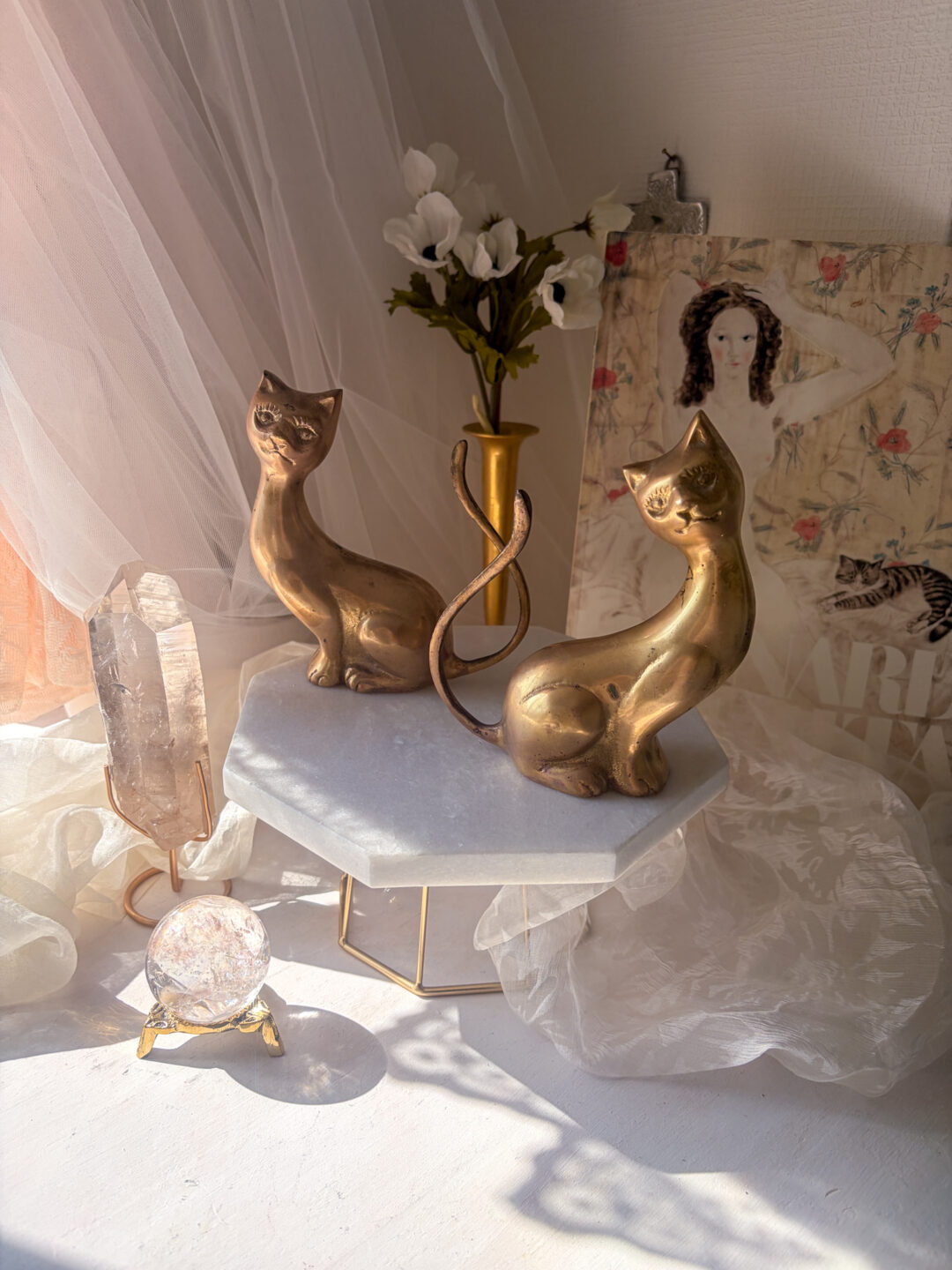 一点もの USA Vintage✧ 妖艶なロングテール・ブラス キャット おめめ