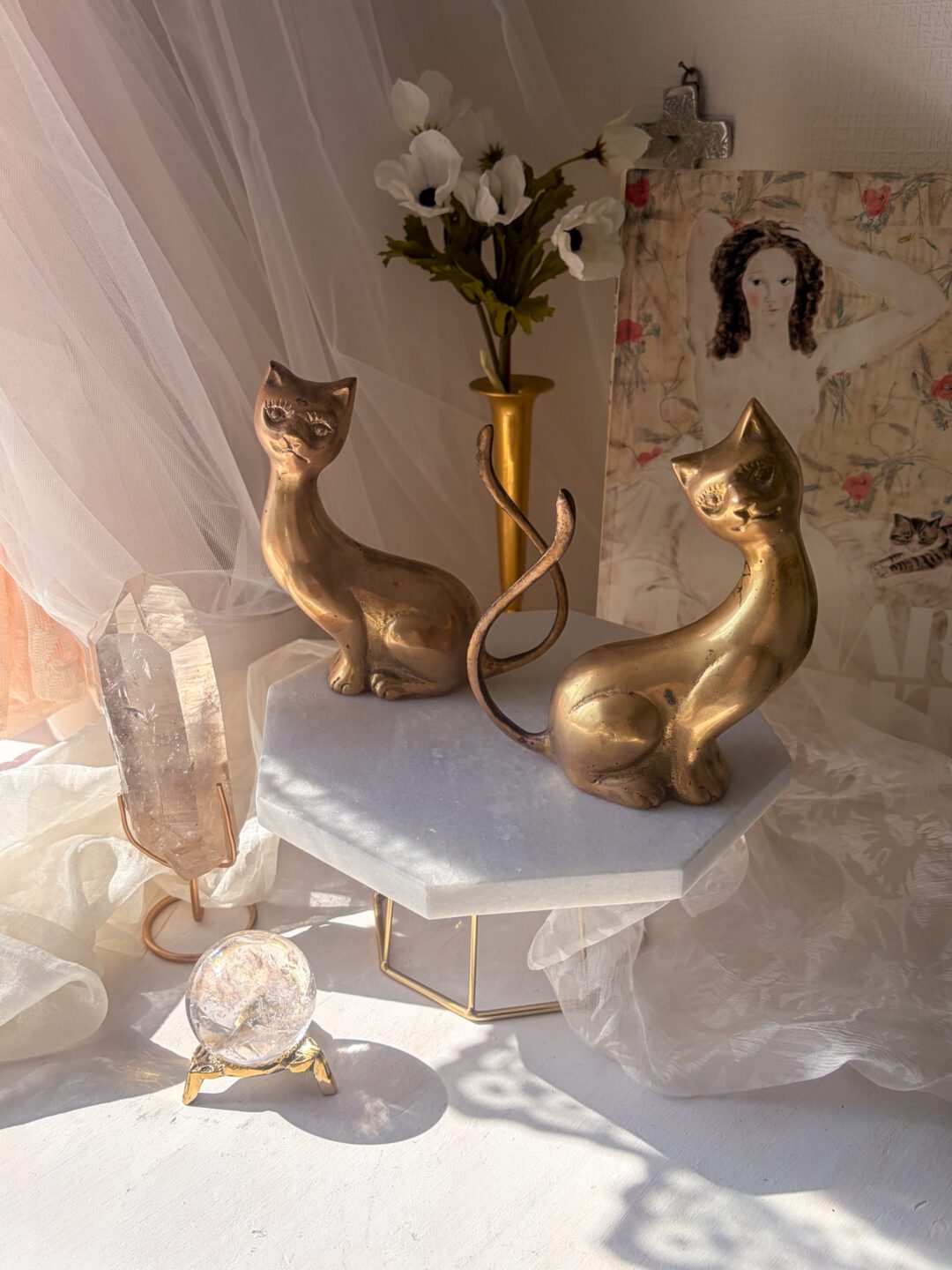 一点もの USA Vintage✧ 妖艶なロングテール・ブラス キャット おめめ