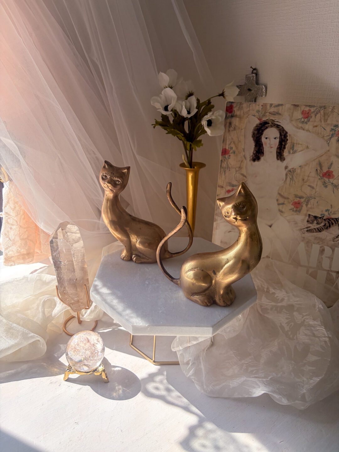 一点もの USA Vintage✧ 妖艶なロングテール・ブラス キャット おめめ