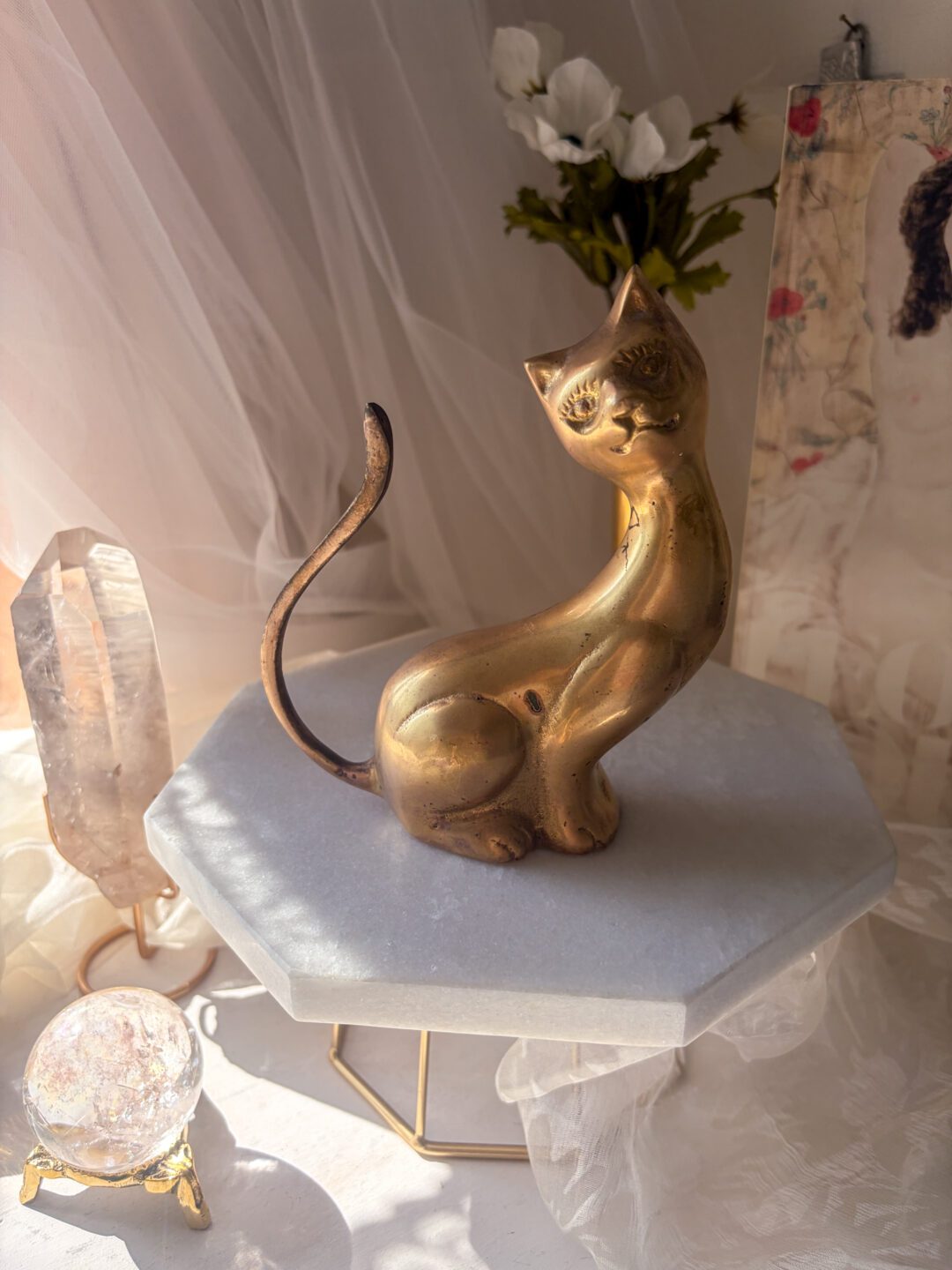 一点もの USA Vintage✧ 妖艶なロングテール・ブラス キャット おめめ