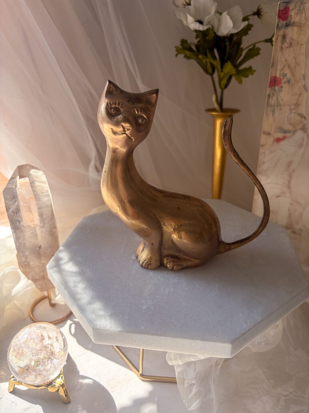 一点もの USA Vintage✧ 妖艶なロングテール・ブラス キャット おめめ