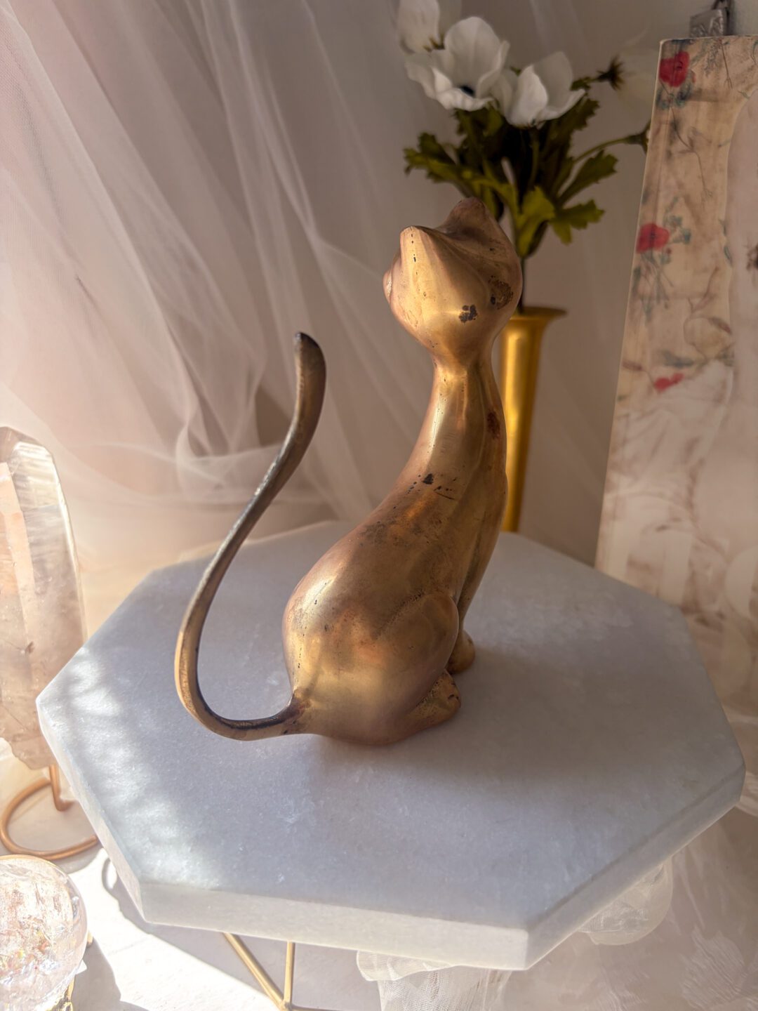 一点もの USA Vintage✧ 妖艶なロングテール・ブラス キャット おめめ