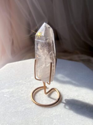 レムリアンシード ポイント ガーデン水晶　レムリアン水晶 トライゴーニック スタンド付き 水晶 パワーストーン 開運 風水